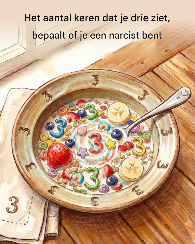 Het aantal keren dat je het getal drie ziet, bepaalt of je een narcist bent.