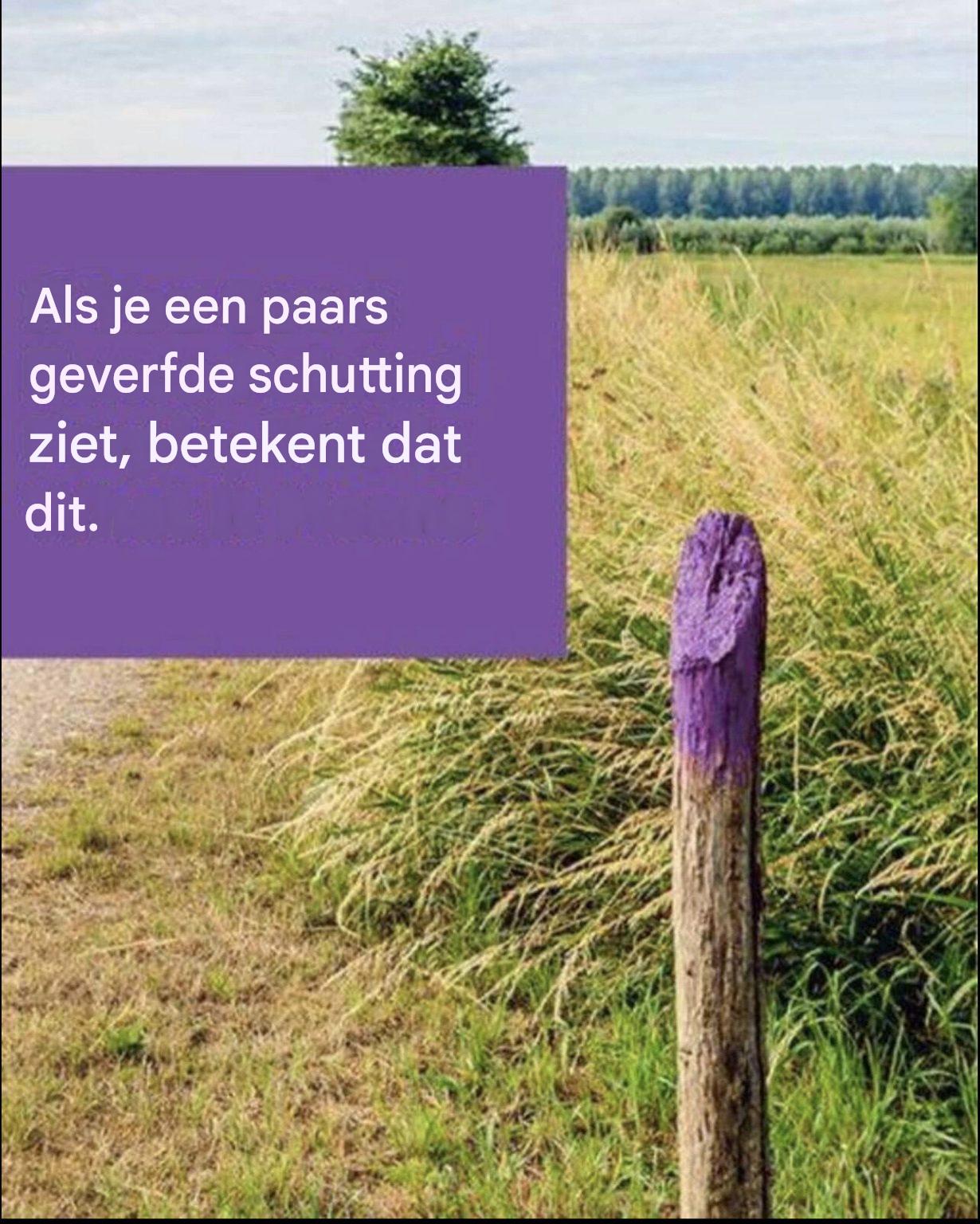 Als je een paars geverfde schutting ziet, kun je maar beter weten wat dat betekent – ​​die kennis kan je leven redden.