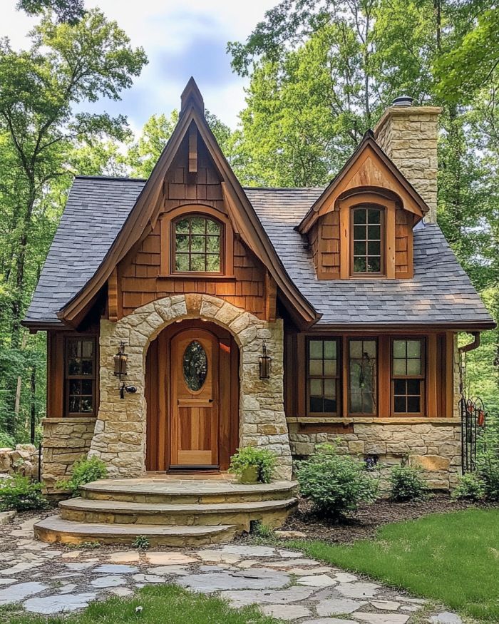 Stap binnen in dit charmante, sprookjesachtige tiny house in Craftsman-stijl.
