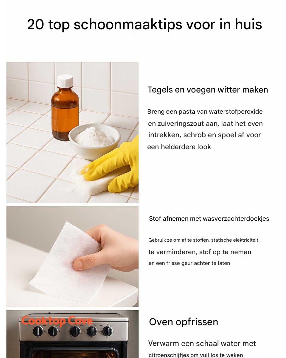 20 beste schoonmaaktips voor in en rondom het huis.