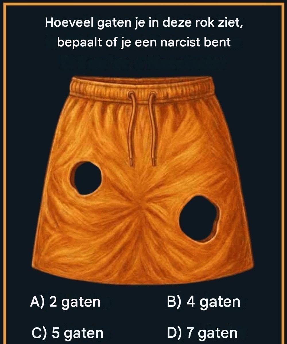 Het aantal gaten dat je in deze rok ziet, bepaalt of je een narcist bent.