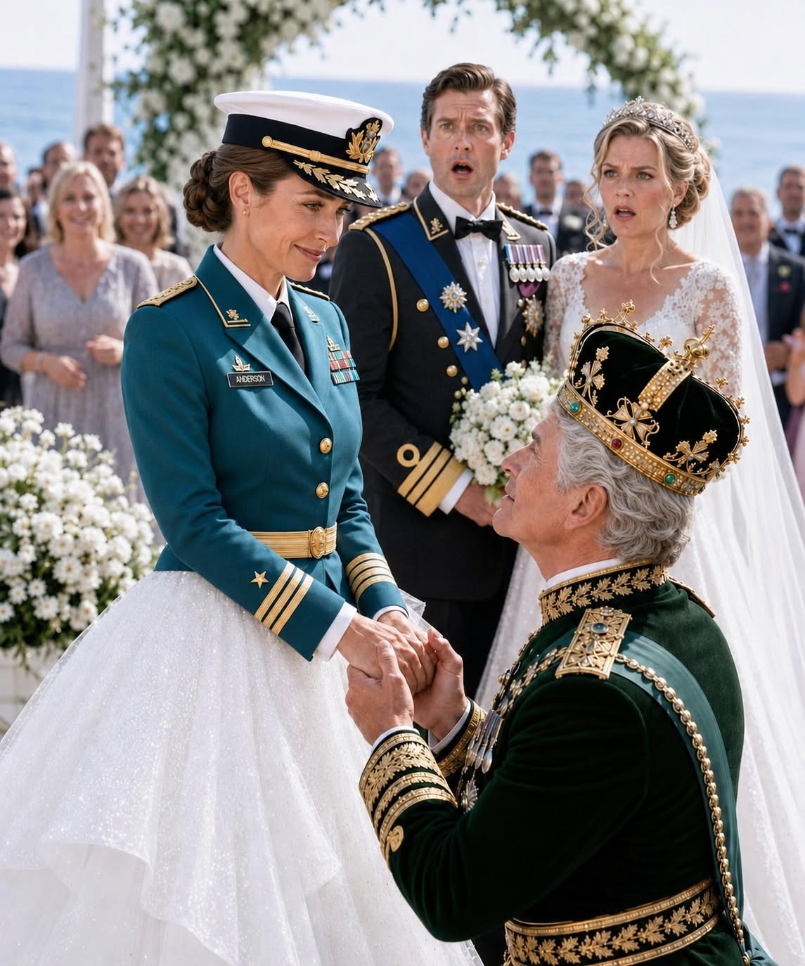 Mijn zus geloofde dat mijn marineuniform het imago van haar koninklijke bruiloft zou verpesten. Dus verwijderde ze me van de gastenlijst, poseerde vrolijk voor de camera’s en deed alsof ik nooit had bestaan.