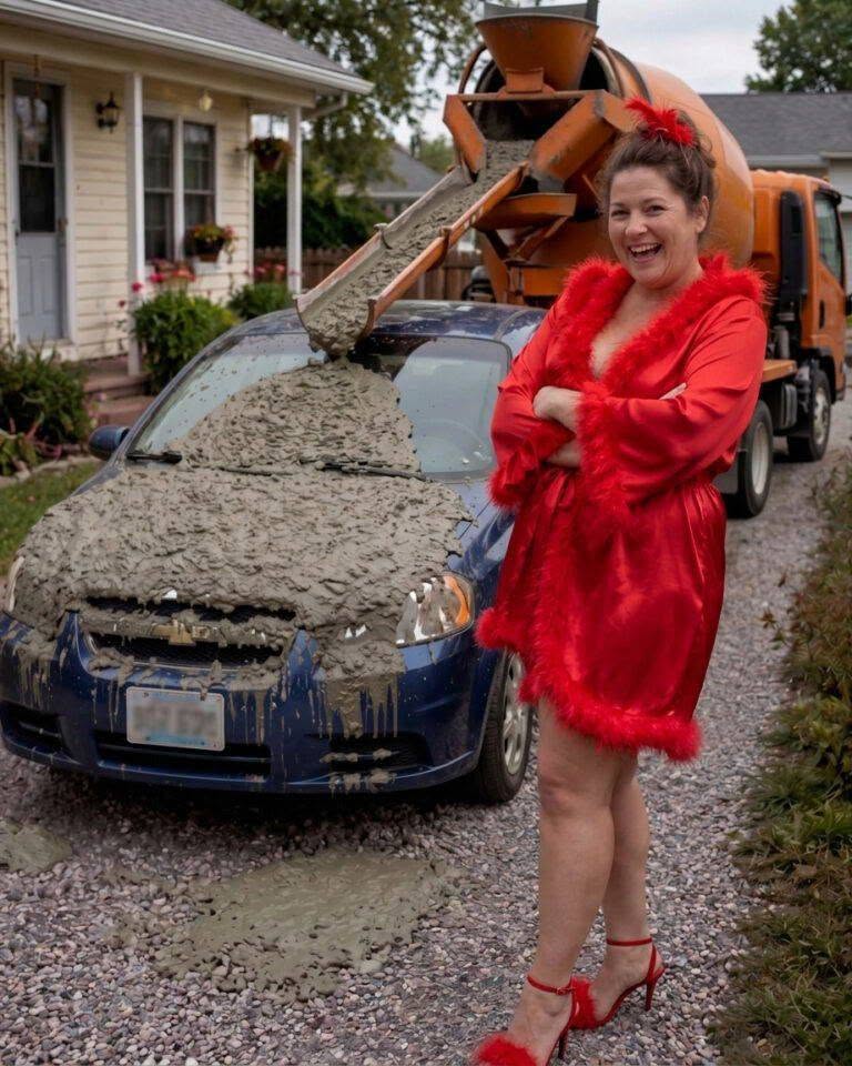 Mijn buurvrouw heeft mijn auto met beton bedekt omdat ik ‘haar uitzicht op het meer blokkeerde’ – waarna mijn 8-jarige dochter de glimlach van haar gezicht veegde.