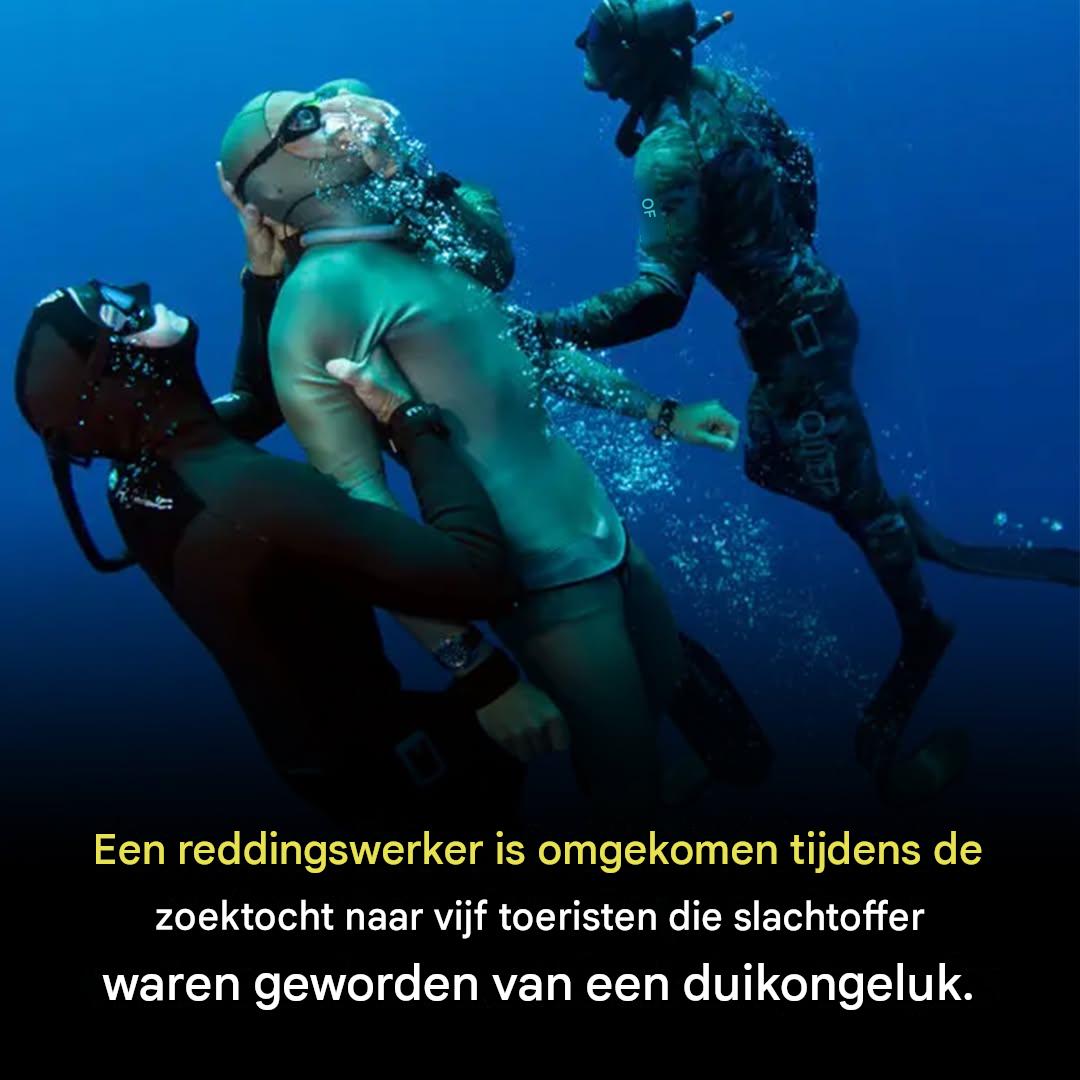 Een reddingswerker is omgekomen tijdens de zoekactie naar de vijf Italiaanse toeristen die het slachtoffer waren geworden van een duikongeval.