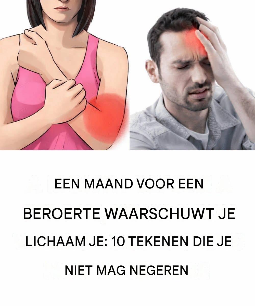 Waarschuwingssignalen van een beroerte die uw lichaam mogelijk vertoont: 1