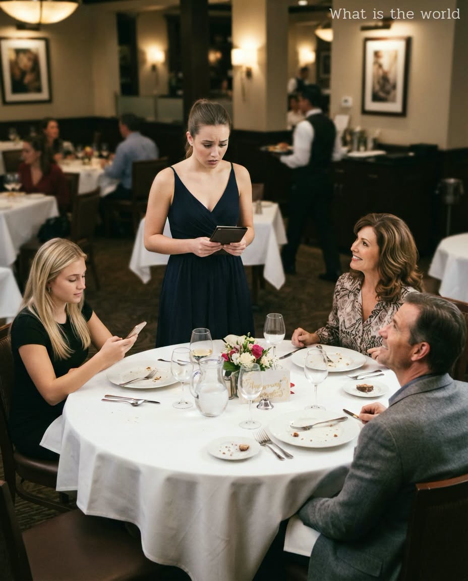 Mijn ouders hadden hun jubileumdiner al achter de rug toen ik aankwam. Mijn moeder glimlachte: “Oh, je bent laat, wil je de rekening betalen?” Mijn zus lachte: “Nog steeds even onwetend als altijd,” totdat ik me realiseerde dat ik precies was uitgenodigd toen hun maaltijd was afgelopen. Ik riep de manager erbij en plotseling werden hun gezichten bleek.