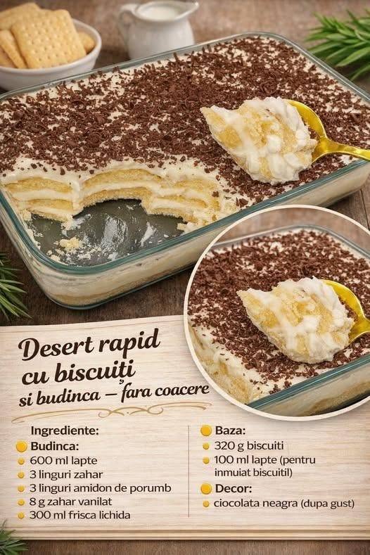 Als je op zoek bent naar een eenvoudig, snel en ontzettend lekker dessert, dan ben je hier aan het juiste adres! Dit dessert met koekjes en pudding is perfect voor elke gelegenheid en een ideale keuze voor liefhebbers van romige zoetigheden. Je hoeft het niet te bakken en de ingrediënten zijn betaalbaar. Elke hap zal je overtuigen.